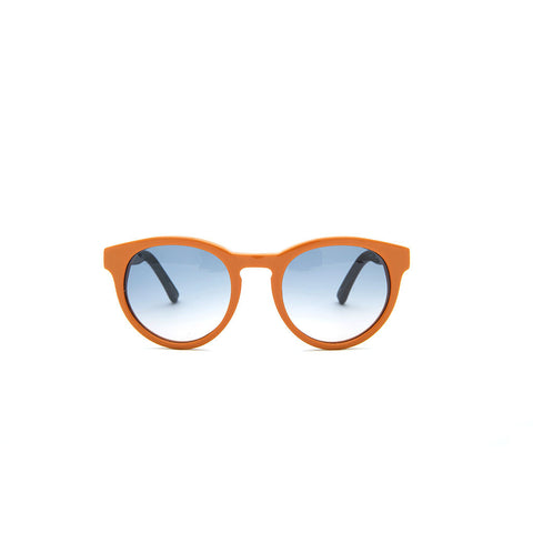 Linda Farrow x THE ROW 14 in Burnt Orange Leather temples